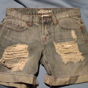 Nwot cuffed Jean shorts with see through rips